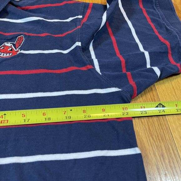 Vintage Cleveland Indians Striped Polo Shirt Chief Wahoo Sz Large MLB Baseball - Picture 5 of 7